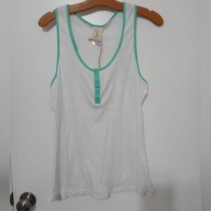 Munki Munki Perfect pajamas White with pastel green trim Pajama tank top XL